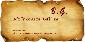 Bárkovics Géza névjegykártya